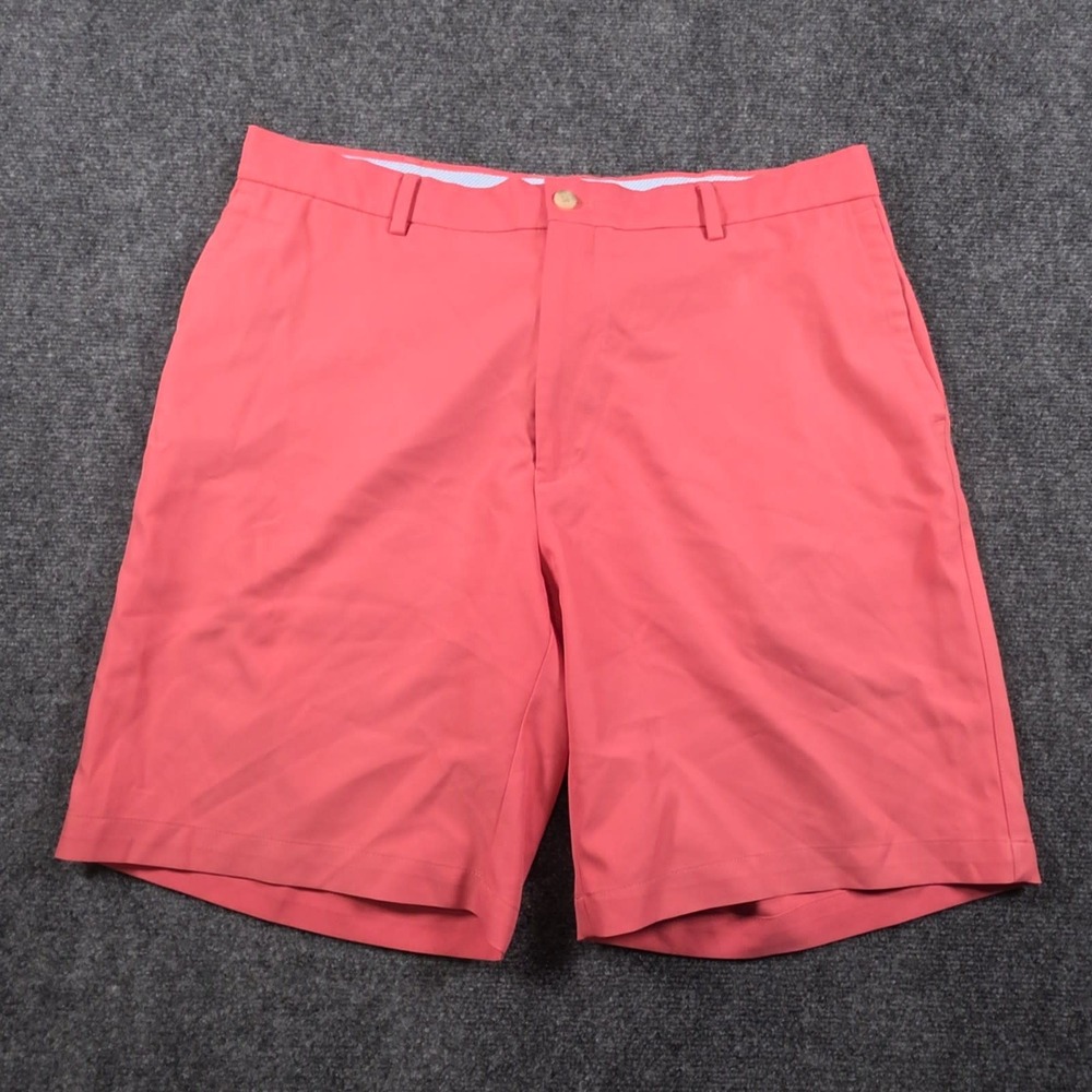 Peter Millar Salem High Drape Performance Shorts Mens 38 Coral Golf Chino Casual
